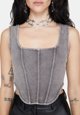 Irradiance Cotton Embroidered Jersey Corset Top