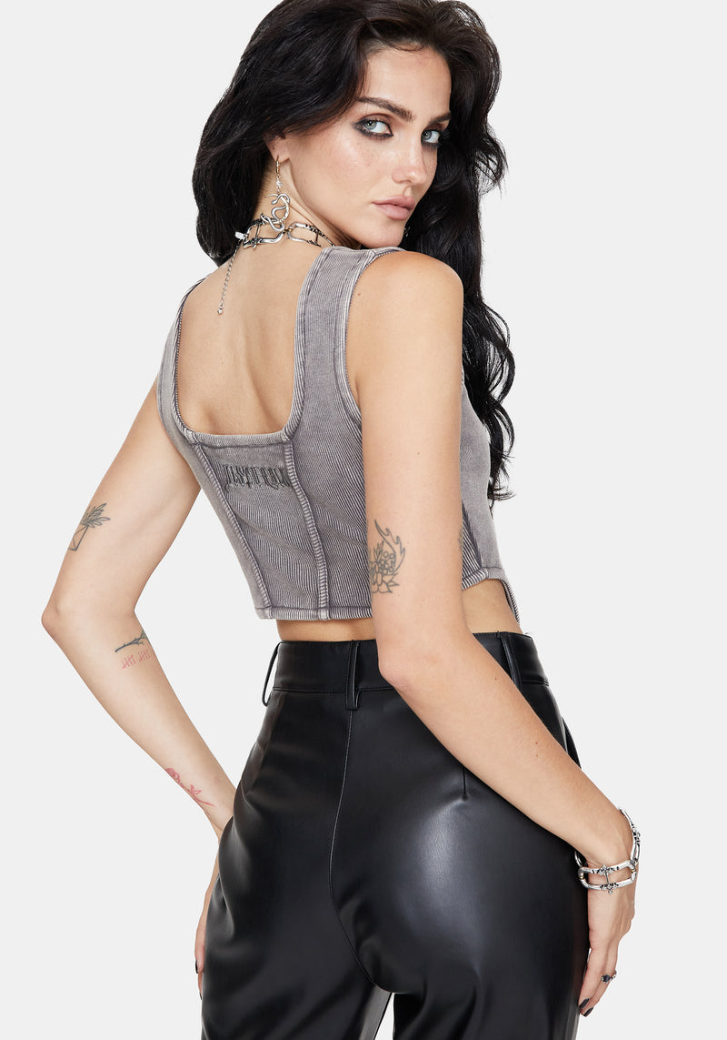 Irradiance Cotton Embroidered Jersey Corset Top