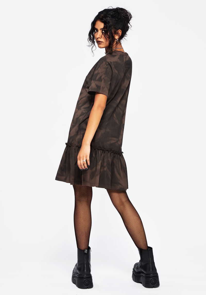 Mugwort Cotton Ombre Jersey Frill Hem Mini Dress