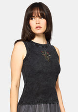 Despair Cotton Embroidered  Washed Jersey Tank Top