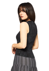 Despair Cotton Embroidered  Washed Jersey Tank Top