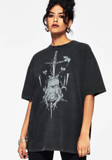 Anura Oversized Acid Wash Frog Graphic Print T-shirt