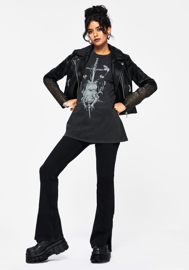 Anura Oversized Acid Wash Frog Graphic Print T-shirt