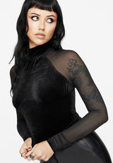 Vespera Velvet Mesh Long Sleeved Top