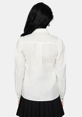 Belle Pleated Lace White Shirt