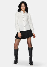 Belle Pleated Lace White Shirt