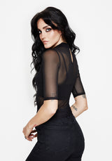 Vernal High Neck Mesh Short Sleeve Top