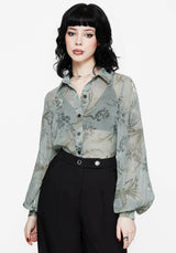 Sapphira Dragon Print Button Up Shirt