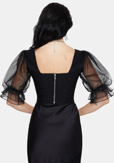 Silva Climbing Roses Embroidered Puff Sleeve Top