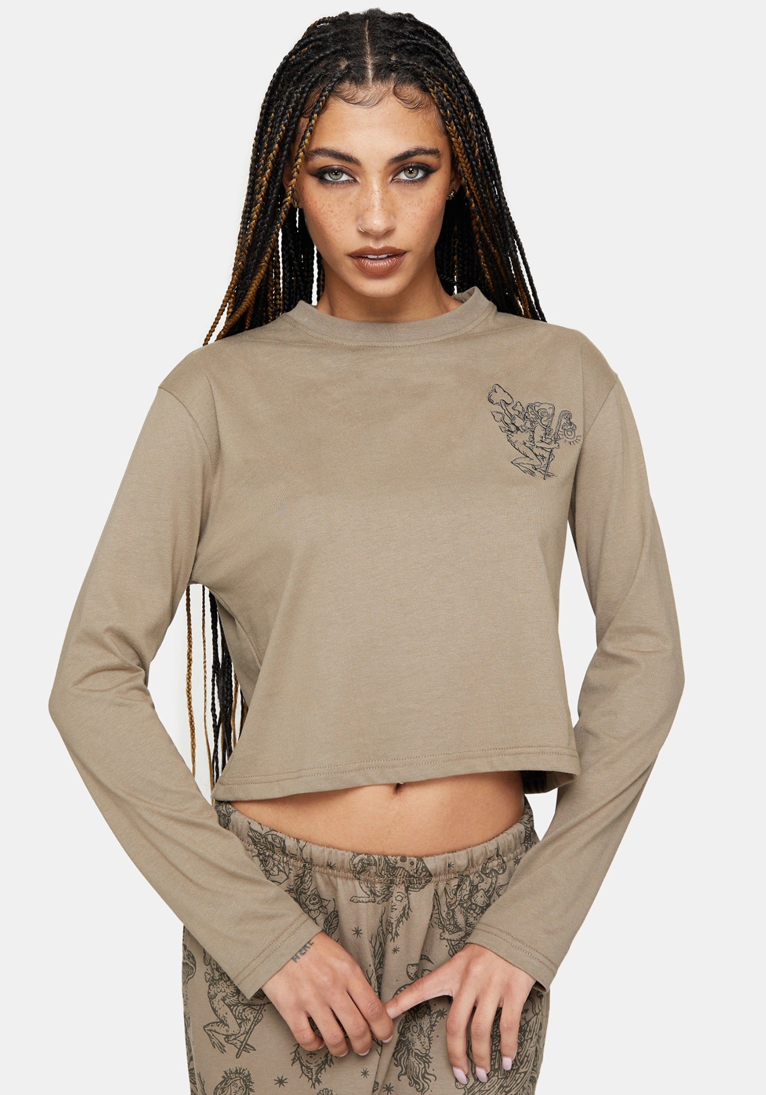 Hexborn Baba Yaga Embroidered Long Sleeve Pyjama Tee
