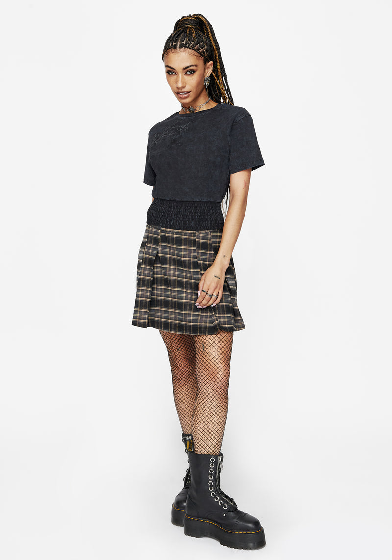 Lamia Spider Embroidered Smock Waist Cotton T-Shirt