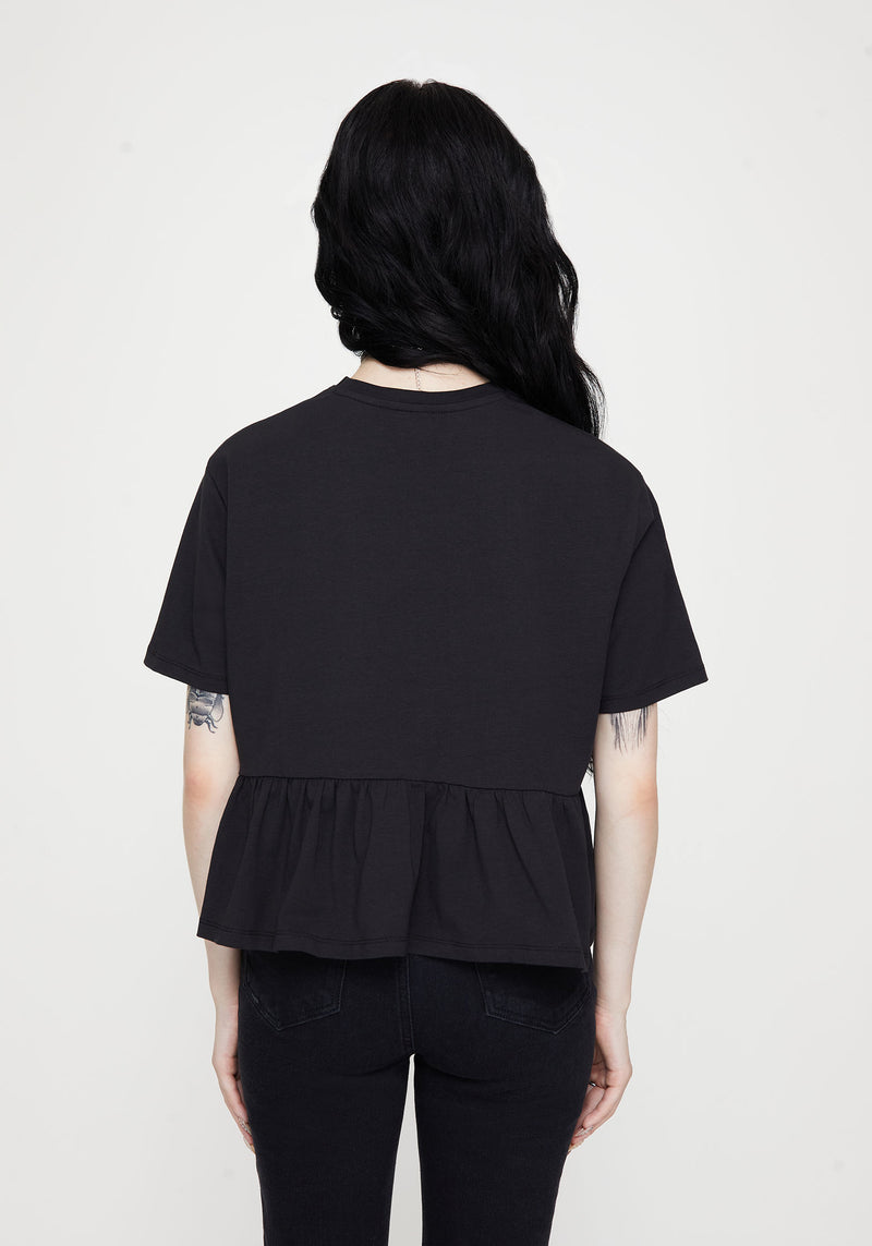 Fianna Embroidered Ruffle Hem Crop T-shirt