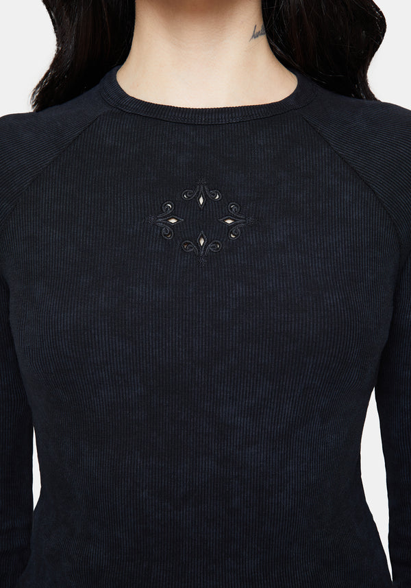 Christina Cotton Cut Out Detail Long Sleeved Top