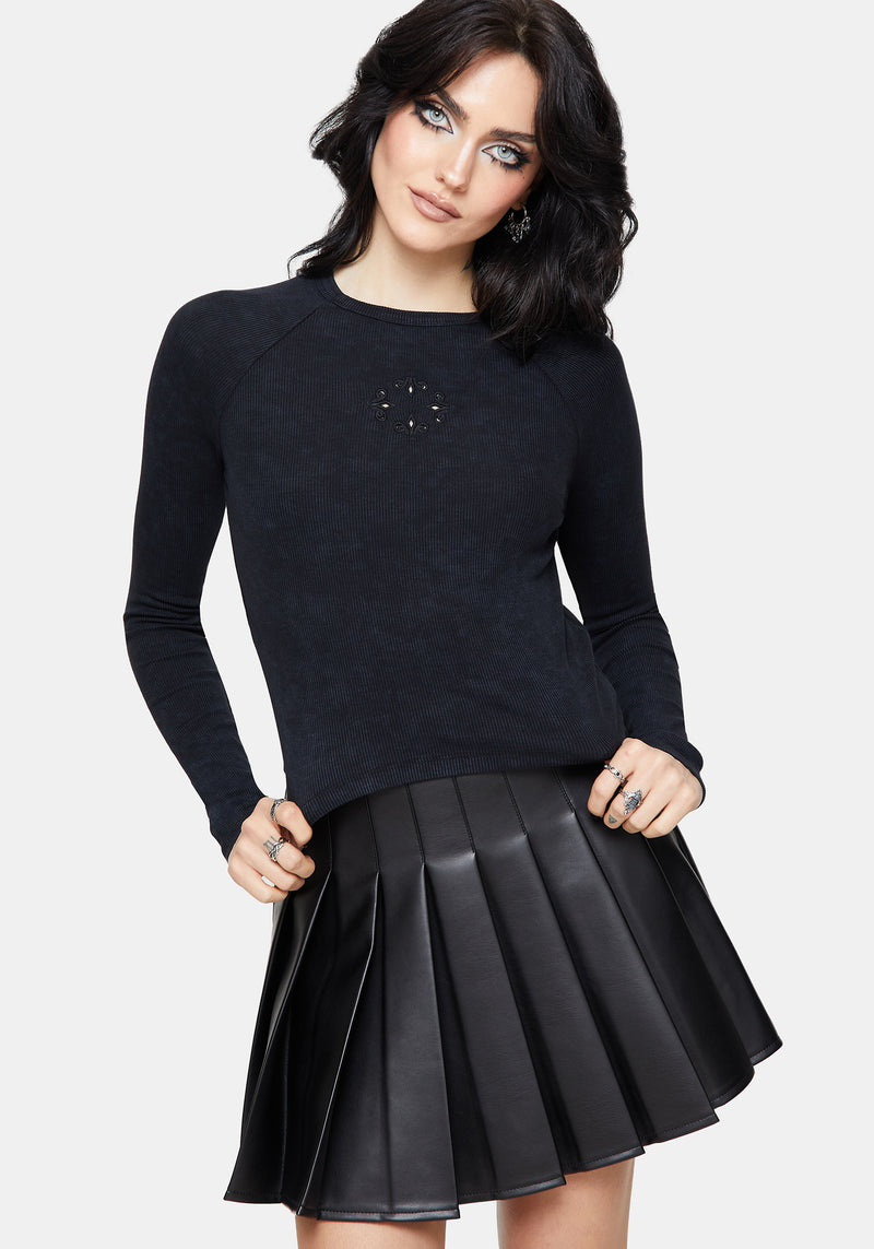 Christina Cotton Cut Out Detail Long Sleeved Top