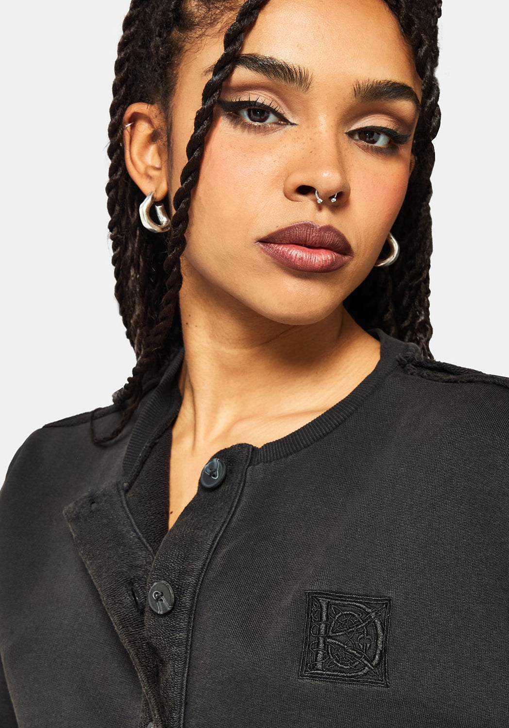 Irla Embroidered Short Sleeve Button Down Sweat