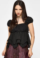 Mirelle Textured Sweetheart Hanky Hem Top