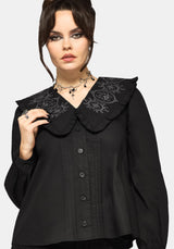Alira Bug Embroidered Collar Long Sleeved Blouse