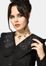 Alira Bug Embroidered Collar Long Sleeved Blouse