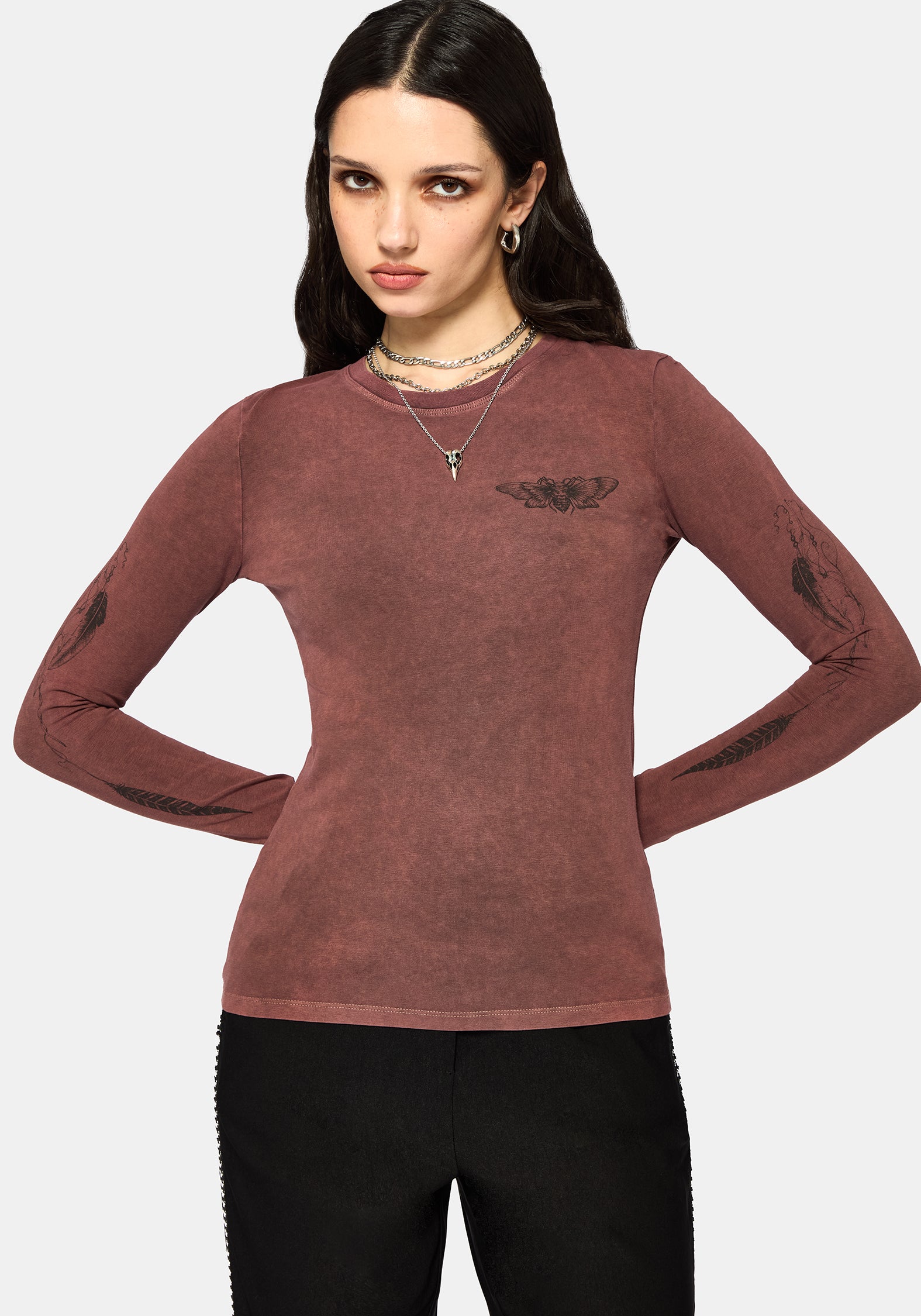 Wicked Feather Long Sleeved Fitted Tee