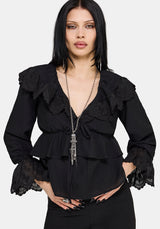 Ottie Ruffle Neck Tie Front Blouse UK 6