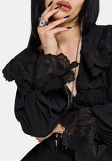 Ottie Ruffle Neck Tie Front Blouse UK 6