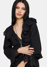 Ottie Ruffle Neck Tie Front Blouse UK 6