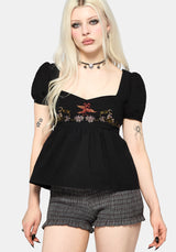 Genevra Embroidered Babydoll Top UK 6