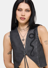 Sirrha PU Serpent Embroidered Waistcoat UK 6