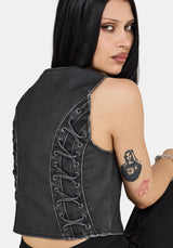 Sirrha PU Serpent Embroidered Waistcoat UK 6