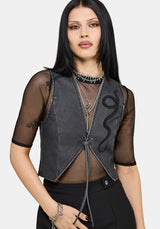 Sirrha PU Serpent Embroidered Waistcoat UK 6