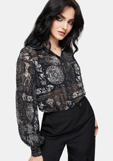 Trinity Moon Print Chiffon Shirt