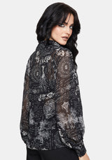 Trinity Moon Print Chiffon Shirt