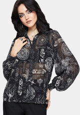 Trinity Moon Print Chiffon Shirt