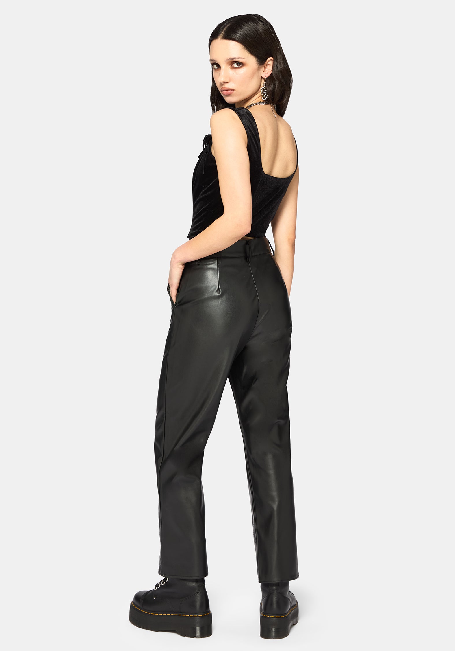 Kobra Velour Embroidered Tie Strap Corset Top