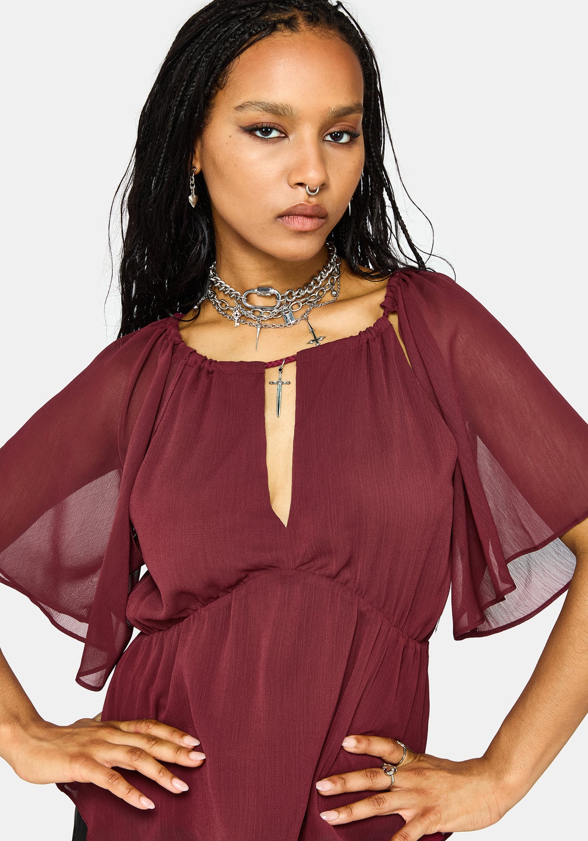 Ari Angel Blouse - Burgundy