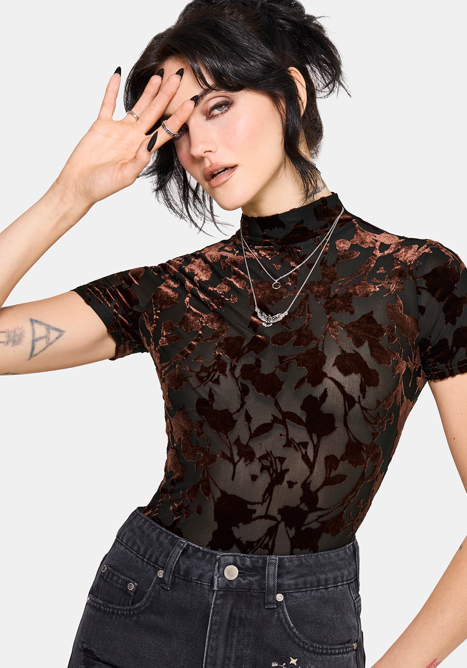Dakota Devore Velour Bodysuit