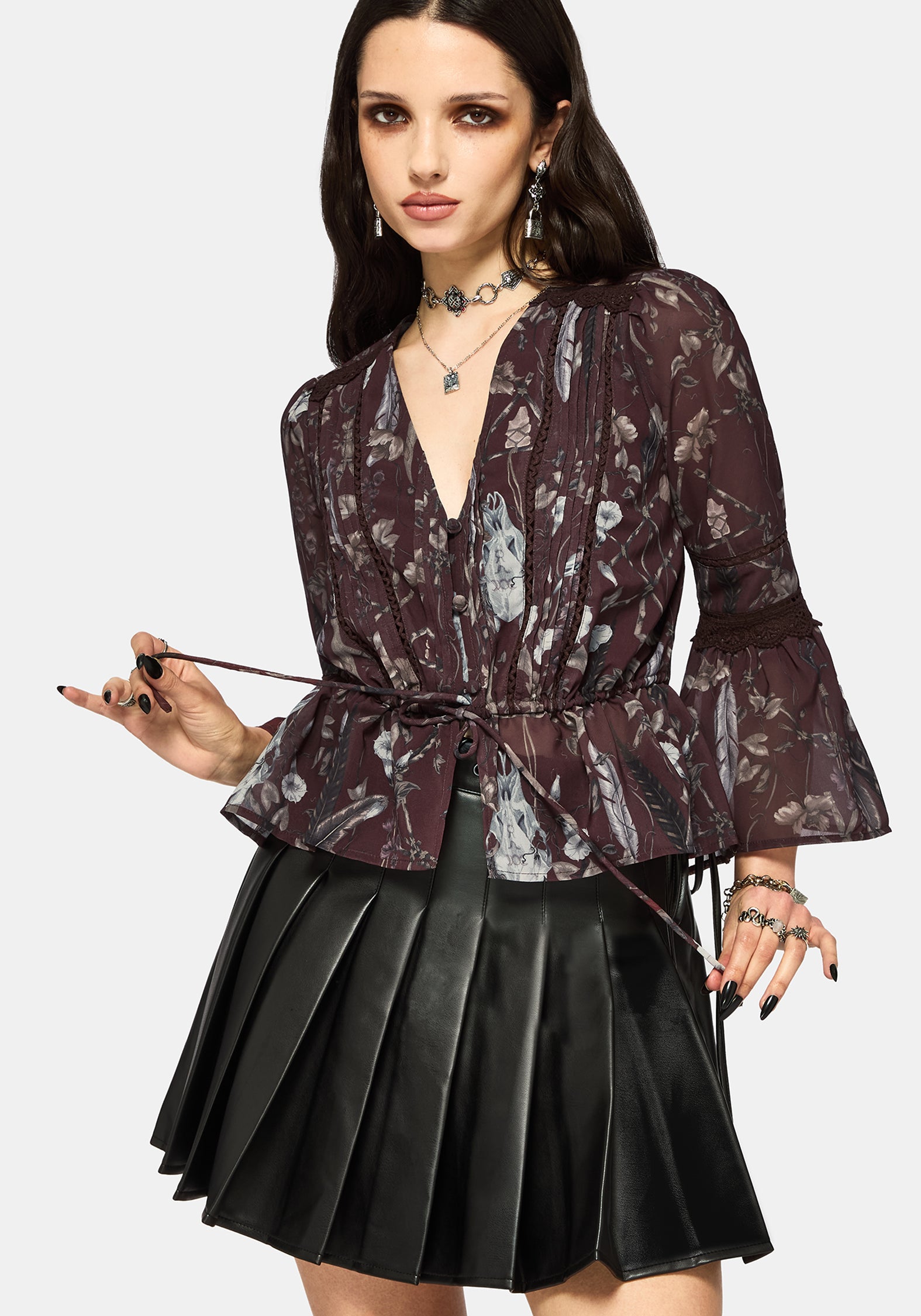 Dusha Garden Print Lace Insert Blouse