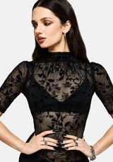 Deadly Nightshade Flocked Mesh Bodysuit