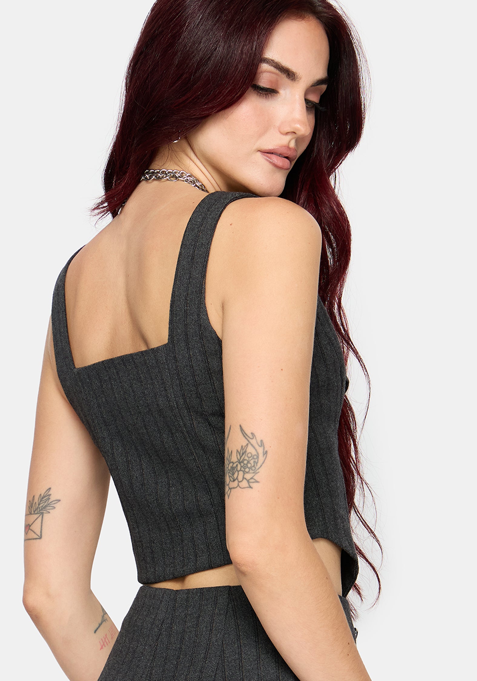 Blair Pinstripe Lace Insert Corset