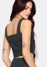 Blair Pinstripe Lace Insert Corset