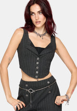 Blair Pinstripe Lace Insert Corset