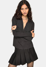 Inès Pinstripe Hook & Eye Shirt