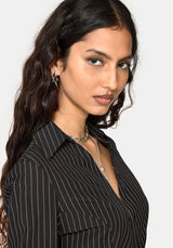 Inès Pinstripe Hook & Eye Shirt