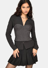 Inès Pinstripe Hook & Eye Shirt