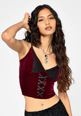 Sia Velour & Lace Bralette Top