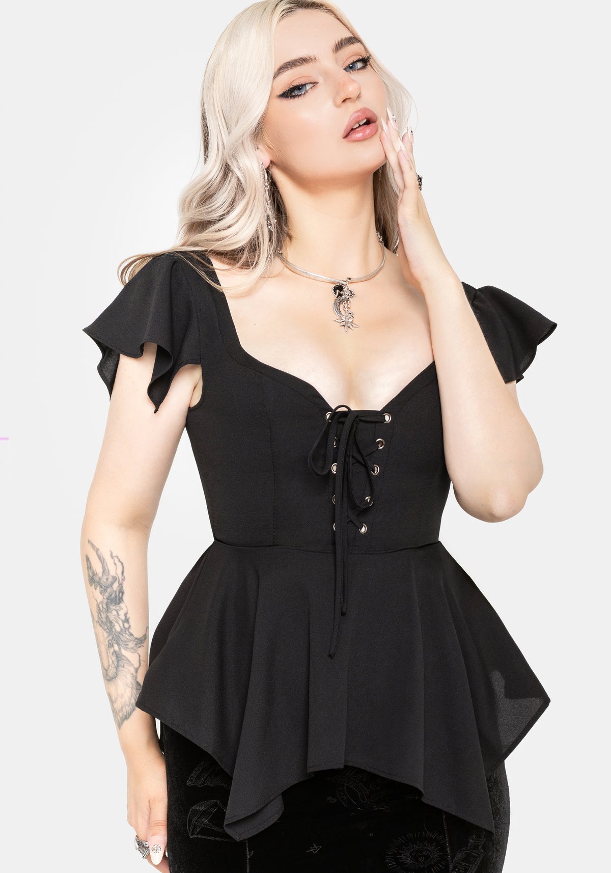 Stassi Lace Up Hanky Hem Top UK 6
