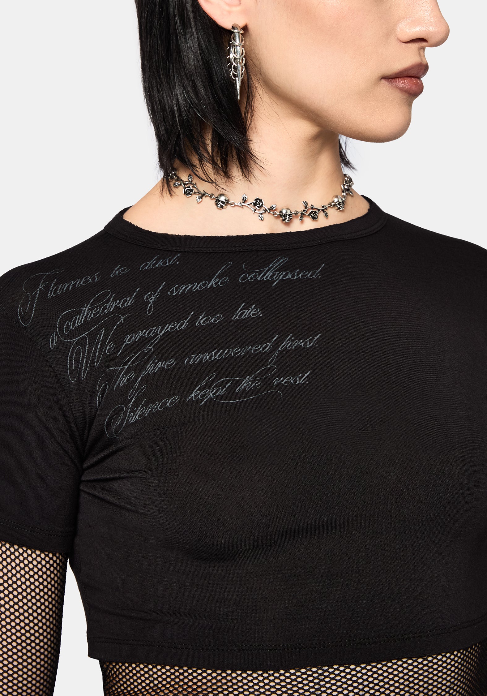 Shae Fishnet Long Sleeve Top