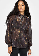 Ember Moth Cinch Waist Chiffon Shirt