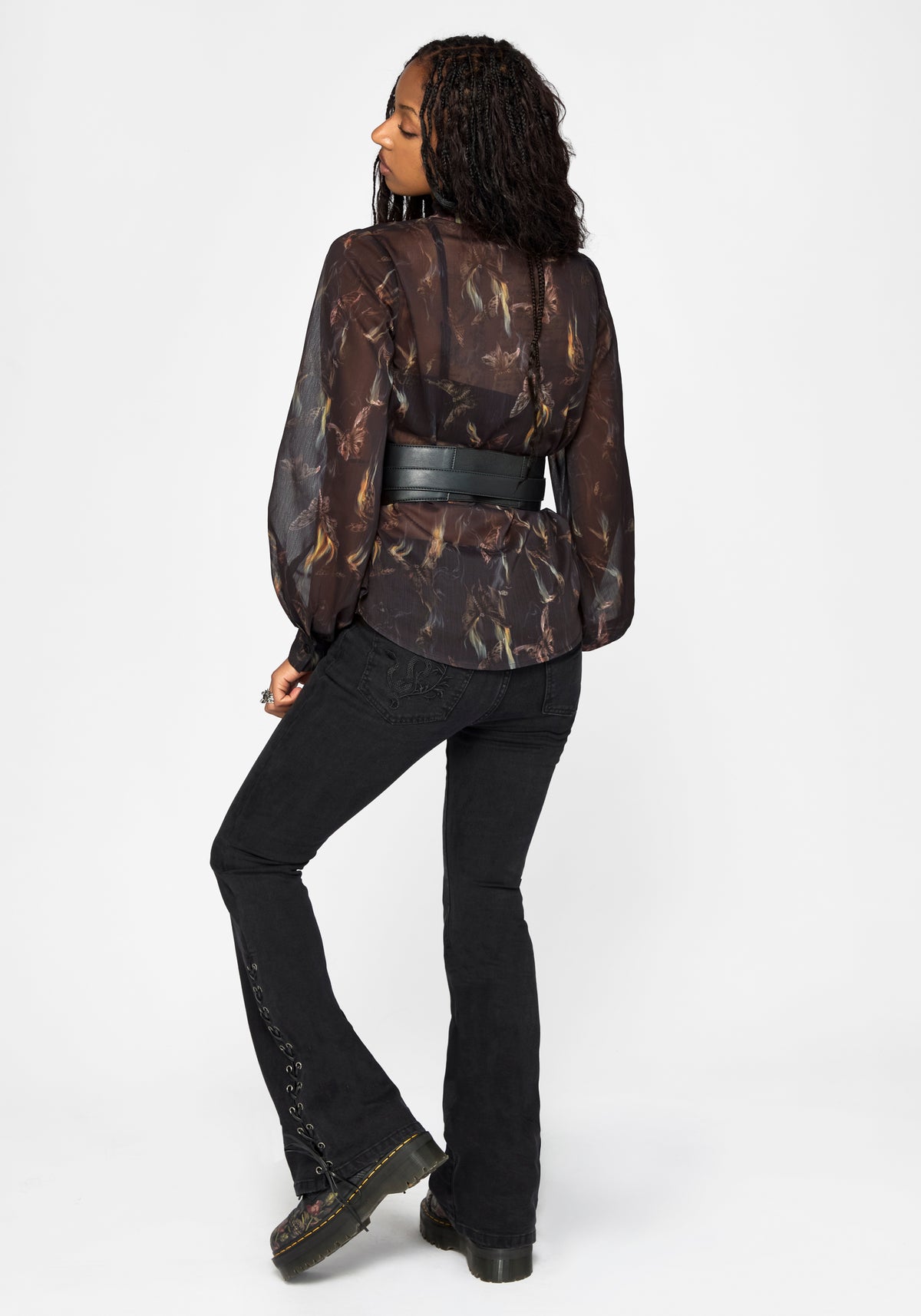 Ember Moth Cinch Waist Chiffon Shirt