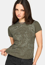 Eleni Mythology Print Ribbed Baby Tee